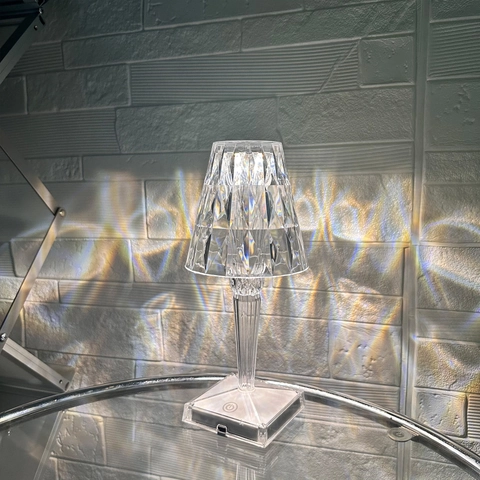 Crystal Diamond Table Lamp Acrylic USB Charging Touch Control Multicolor RGB Night Light Cordless Atmosphere Bedside