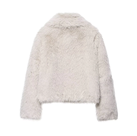 Faux Fur Jas Dames Ritssluiting Reverskraag Kort Mantel Casual Winter Warm Buitenwear Chic