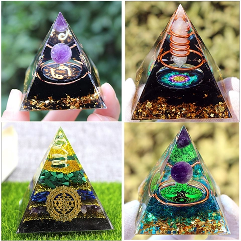 Piramide Orgone Cristallo Generatore Energia Torre Resina Decorazione Casa Ufficio Meditazione Chakra Yoga Albero Vita