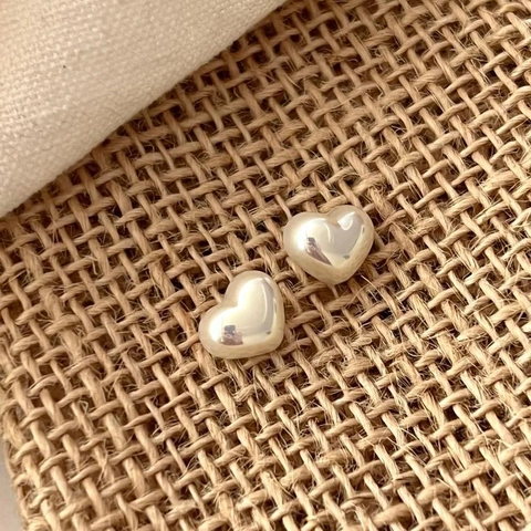 Pendientes De Perlas Artificiales De Corazón Con Poste De Plata De Ley 925 Brillo Irisado Estilo Dulce Elegante Para Mujer