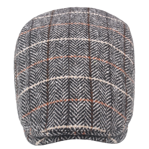 Herren Schirmmütze Wollmischung Tweed Fischgrätenmuster Britisch Retro Verstellbar Warm Winter Flat Ivy Cap Zubehör