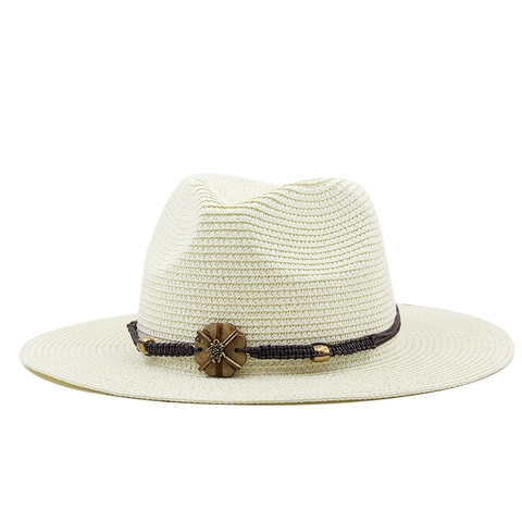 Fedora Strohhut Sommer Sonnenschutz Gewebtes Dekoband Blumenanhänger Vintage Outdoor Für Herren Damen