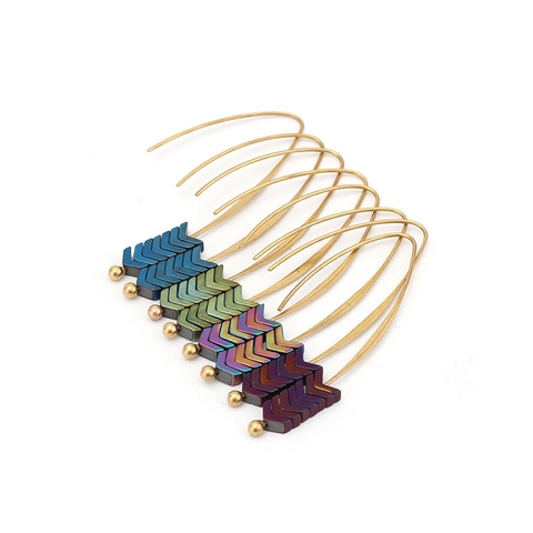 Vintage Pfeil Hänger Ohrringe Legierung Hämatit Chevron Lange Haken Böhmischen Retro Stil Schmuck Damen