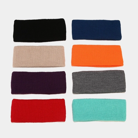 Knit Headband Solid Color Ribbed Elastic Warm Ear Warmer Winter Yoga Hair Band For Women Men Outdoor Daily Accessory