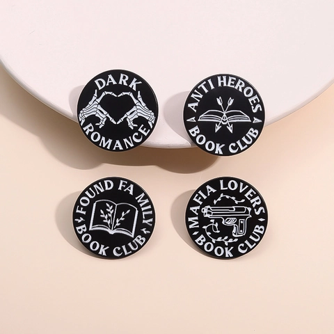 Circular Enamel Pin Badge Literary Book Club Dark Romance Skeleton Hand Zinc Alloy Metal Brooch Accessory For Backpack Hat