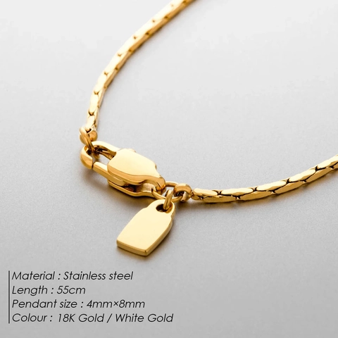 Minimalist Stainless Steel Snake Chain Necklace For Men Women 18K Gold Plated Solid Metal Hip Hop Fashion Jewelry Gift