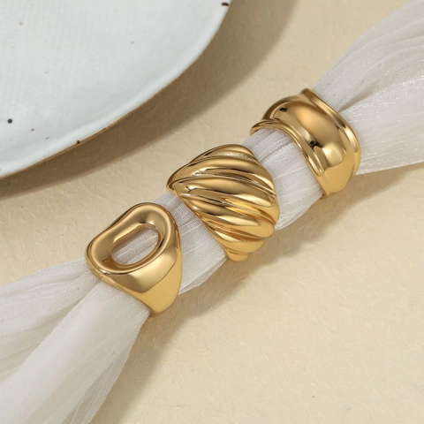 Minimalistischer Ring Aus 304 Edelstahl Für Damen Unregelmäßig Geometrisch Ausgehöhlt Poliertes Modeaccessoire