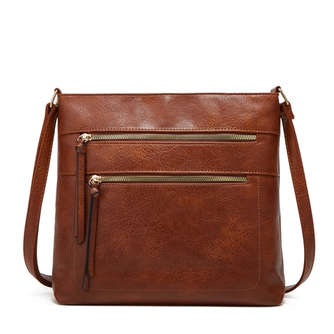Retro PU Leder Umhängetasche Große Kapazität Multi Reißverschluss Taschen Einfache Tägliche Reise Tote Für Frauen