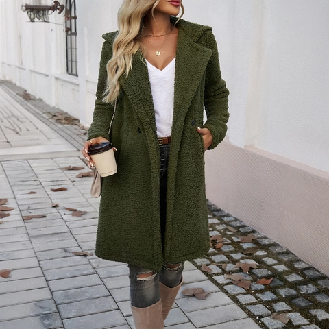 Cappotto Teddy Bear Da Donna Con Cappuccio In Pile Sherpa Giacca Larga Media Lunghezza Inverno Moda Casual Con Tasche