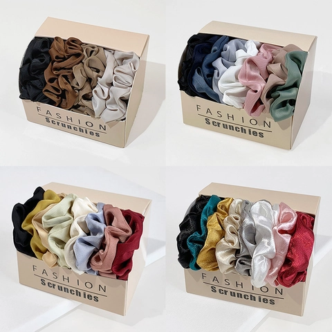 Elegant Satin Satin Scrunchies Elastic Smooth Hair Ties For Women Daily Styling Solid Earth Tone Colors