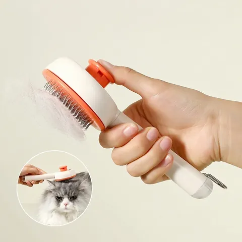 Self Cleaning Pet Grooming Brush Stainless Steel Slicker Tool For Shedding Massage Cat Dog Hair Remover Portable Ergonomic