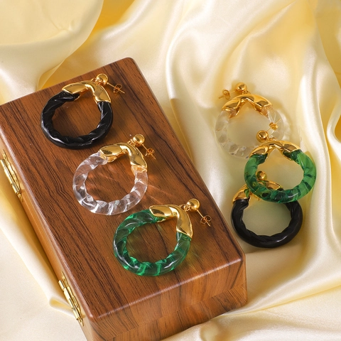 Acryl Spiral Twist Hoop Ohrringe Mit Edelstahl Ohrstecker Übertriebene Geometrische Individuelle Modeschmuck Für Frauen