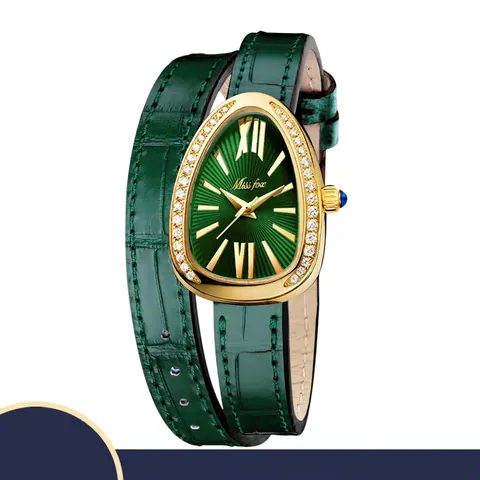 Reloj de Cuarzo para Mujer Vintage Cabeza de Serpiente Con Correa de Cuero Genuino Envolvente Reloj de Moda de Lujo con Diamantes Regalo