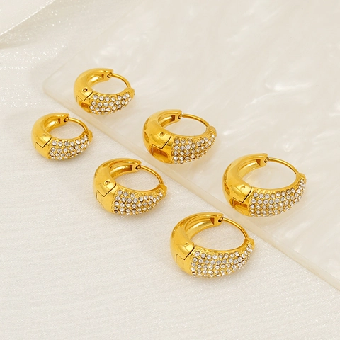 Huggie Hoop Ohrringe Edelstahl 18K Vergoldet Strass Geometrische U Form Minimalistischer Modeschmuck Für Damen
