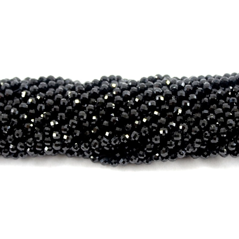 Faceted Round Beads Natural Black Spinel Loose Beads For DIY Jewelry Making Necklaces Bracelets Accessories