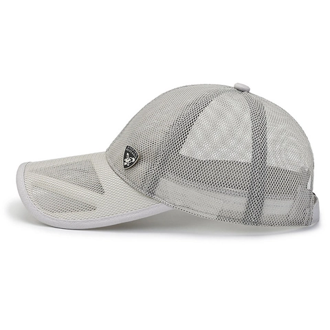 Atmungsaktive Mesh Baseball Kappe Sonnenschutz Outdoor Sport Angelhut Verstellbar Polyester Metall Adler Abzeichen Dekor