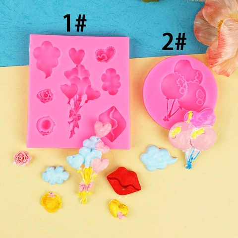 Heart Balloon Lips Cloud Silicone Mold For Fondant Cake Decoration DIY Epoxy Resin Clay Crafting Kitchen Baking Tool