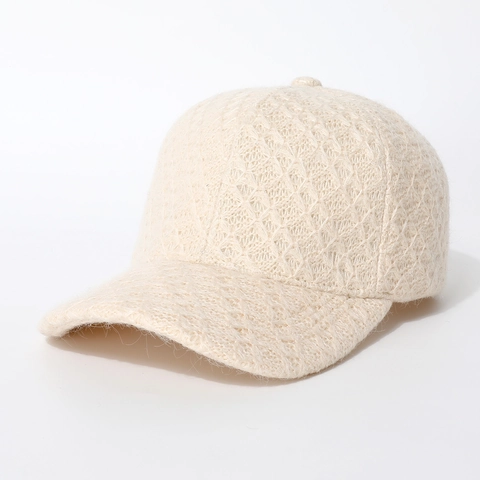Cappello Da Baseball In Peluche A Maglia Con Motivo A Rombi Caldo Spesso Autunno Inverno Berretto Casual Outdoor