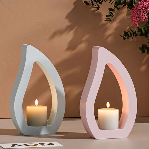 Molde De Silicona Forma Gota Agua Llama DIY Portavelas Yeso Resina Fundición Decoración Hogar Minimalista
