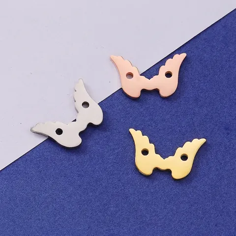 Connecteur De Pendentif Ailes D'Ange Acier Inoxydable 304 Poli Miroir Double Trou Accessoires De Bijoux DIY Tendance