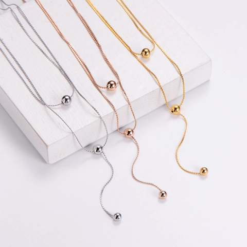 Elegante Collana A Più Strati In Acciaio Inossidabile Ciondoli Perle Tonde Lucide Gioielli Minimalisti Per Donne Catena