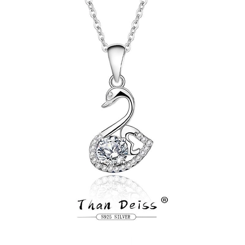 Elegante Collar Con Colgante De Cisne Plata De Ley 925 Moissanita Circón Incrustado Joyería Minimalista Para Mujeres