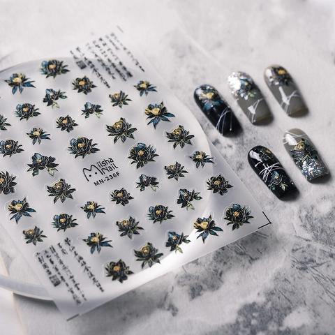 5D Embossed Nail Art Stickers Vintage Chinese Floral Calligraphy Design Self Adhesive Manicure Decoration For Women
