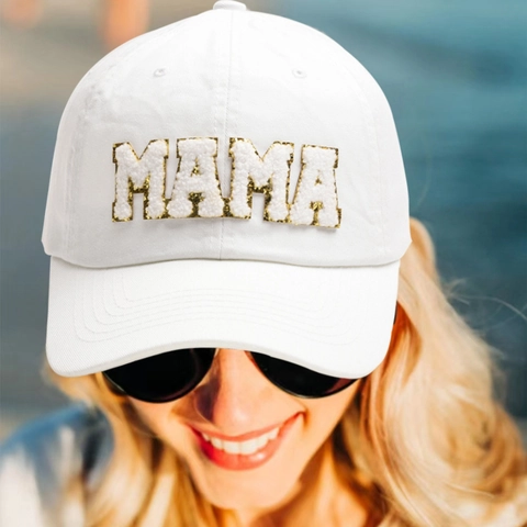 MAMA Letter Embroidery Cotton Baseball Cap For Women Casual Solid Color Adjustable Sun Protection Curved Brim Hat