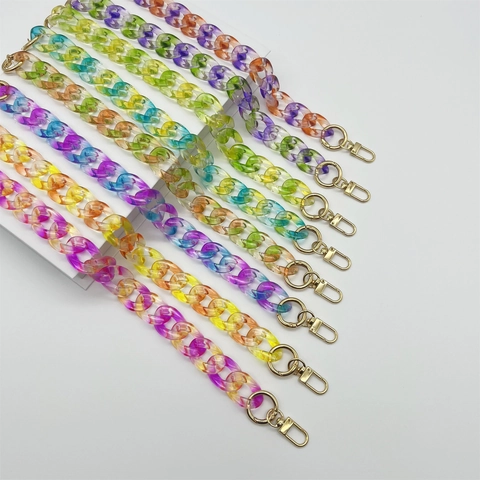 Colorful Acrylic Bag Chain Strap Gradient Chunky Link Resin Shoulder Crossbody Replacement For Handbags Wallets Women Fashion