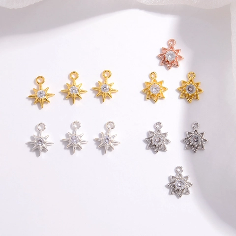 Colgante Estrella De Ocho Puntas Dije Plata De Ley 925 Circón Hueco DIY Accesorio De Joyería Para Collar Pulsera