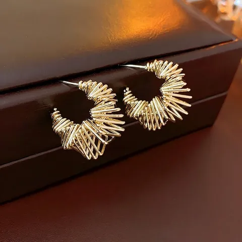 Twisted C Shaped Earrings Hollow Geometric Copper With 925 Sterling Silver Earring Post Real Gold Plated Minimalist Modern