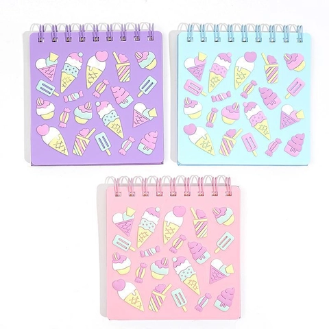 Mini Taccuino A Spirale Copertina In Silicone Rilievo Dessert Cartone Animato 3D Blocco Note Tascabile Portatile Per Ragazze Bambini Forniture Scolastiche