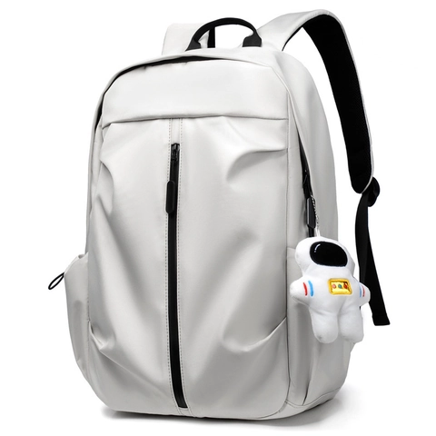 Casual Backpack Oxford Cloth Waterproof Laptop School Travel Simple Street Style With Astronaut Pendant For Men Women