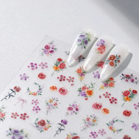 Adesivi Per Unghie Fiori Di Rosa Sfumati Decalcomanie Acquerello Autoadesivi Ultra Sottili Decorazione Per Manicure Per Donne