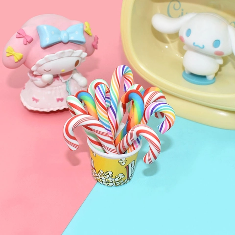 Christmas Candy Cane Charms Resin Polymer Clay Striped Miniature DIY Phone Case Craft Accessories Festive Holiday Decor