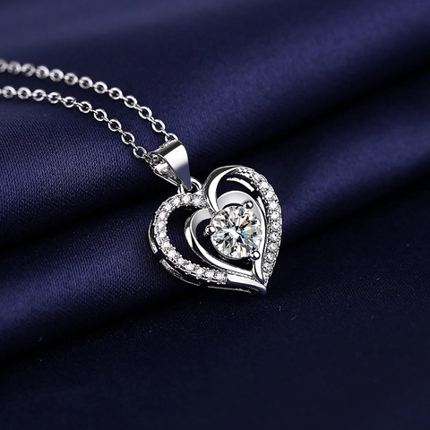 Collier Pendentif Cœur Étincelant Double Cœur Cuivre Zircon Bijoux Romantiques Élégants Pour Femmes