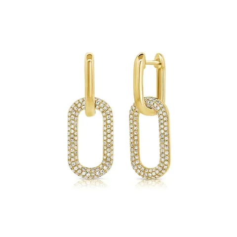 Vintage Geometrische Dubbele Schakel Hangoorbellen Koper Verguld Met Witte Zirkonia Luxe Mode Dames Sieraden