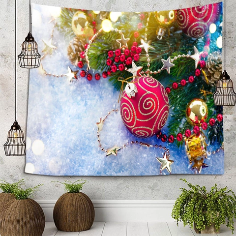 Arazzo Scena Neve Invernale Poliestere Decorazione Parete Camera Paesaggio Foresta Natale Stile Nordico