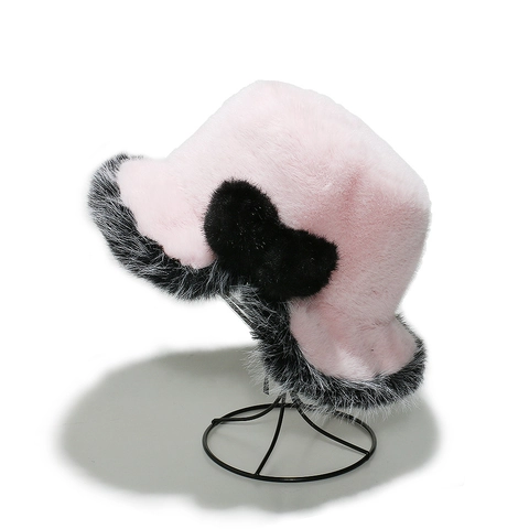 Faux Fur Bucket Hat Damen Winter Warm Plüsch Fischerhut Mit Schleife Elegant Mode Weich Winddicht