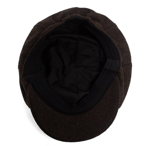 Retro Newsboy Pet Met Visgraatmotief Vintage Stof Achthoekige Platte Hoed Verstelbaar Voor Heren Klassiek