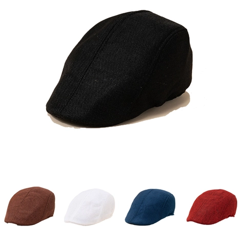 Casquette Plate Style Britannique Rétro Maille Respirante Protection Solaire Chapeau Ivy Léger Pour Hommes Femmes