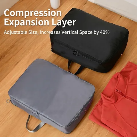Bolsa De Almacenamiento De Viaje De Compresión Poliéster Oxford Ahorro De Espacio Organizador De Equipaje Con Asa Para Ropa