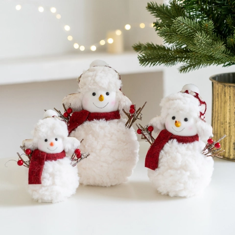 Christmas Snowman Plush Doll Ornaments Desktop Decoration Plush Foam Flannel For Holiday Home Party Atmosphere Cute Nordic Style