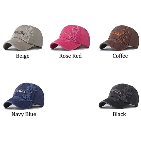 Cappello Da Baseball In Cotone Lavato Vintage Distressed Ripped Lettere Ricamate Regolabile Retro Streetwear Cappello Da Sole