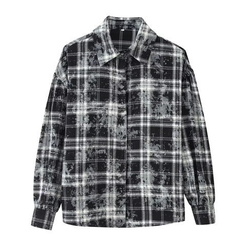Camicia A Quadri E Minigonna Da Donna Manica Lunga Distressed Vintage Streetwear Outfits