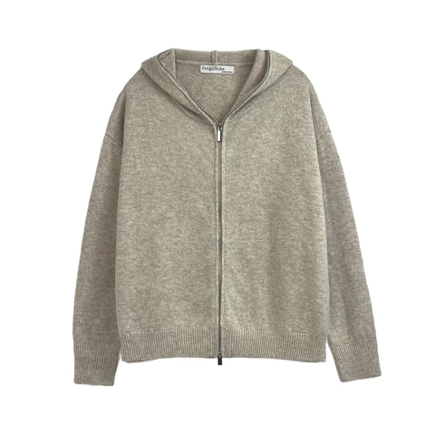 Women Hooded Knit Cardigan Zip Up Sweater Jacket Long Sleeve Casual Solid Color Soft Comfortable Outwear For Fall