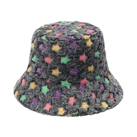 Plüsch Kunstpelz Fischerhut Warm Winddicht Stern Schmetterling Druck Winter Outdoor Mode Für Damen