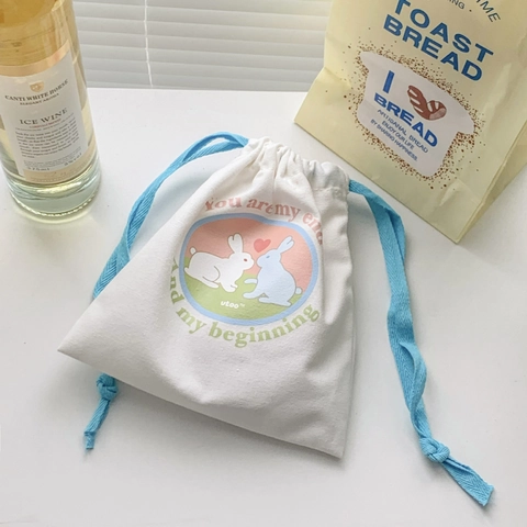 Sac De Rangement En Toile À Cordon Lapin Mignon Pochette Portable Pour Voyage Articles De Toilette Maquillage