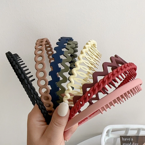 Cerchietto Per Capelli A Onde In Plastica Opaca Con Denti Fascia Antiscivolo Zigzag Per Donne Lavaggio Viso Trucco
