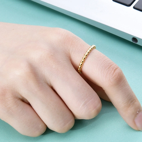Minimalistische Kralen Bal Ring Titanium Roestvrij Staal Hoogglans Gepolijst Stapelbaar Waterdichte Sieraden Voor Dames